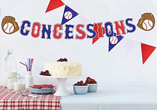 2PCS Baseball Party Concessions Paper Banner - Sports/Baseball Themed First Birthday Party Decorations Supplies Favors Wall Home Decor Photo Prop Paper Garland