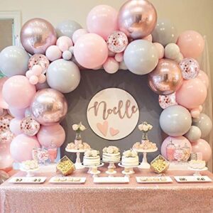 sherpaa pastel pink gray balloon garland arch kit – 147 pack rose gold confetti balloons ,4d foil balloons for princess wedding birdal baby shower birthday evening decorations