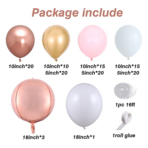 126pcs Pink Rose Gold White Balloons Garland Arch Kit,with 18inch 4D Rose Gold Foil balloon Set,for Girl Princess Birthday Party Wedding Bridal Shower Anniversary Baby Shower Background Decoration