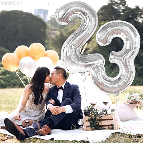 Silver Giant 23 Balloon Numbers - 40 Inch | 23 Balloon Numbers for 23rd Birthday Decorations for Women | Silver 23 Balloons for 23 Birthday Decorations for Men | 23 Birthday Balloon Foil Silver Number