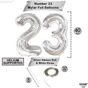 Silver Giant 23 Balloon Numbers - 40 Inch | 23 Balloon Numbers for 23rd Birthday Decorations for Women | Silver 23 Balloons for 23 Birthday Decorations for Men | 23 Birthday Balloon Foil Silver Number