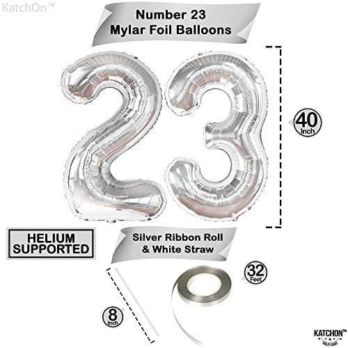 Silver Giant 23 Balloon Numbers - 40 Inch | 23 Balloon Numbers for 23rd Birthday Decorations for Women | Silver 23 Balloons for 23 Birthday Decorations for Men | 23 Birthday Balloon Foil Silver Number