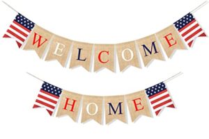 uniwish patriotic welcome home banner military homecoming from deployment welcome back home decorations red white and blue theme party supplies