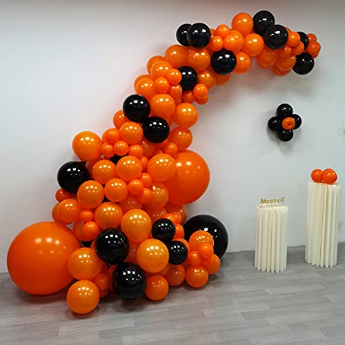 MOXMAY Orange Black Balloon Garland 163 Pcs 18In 12In 10In 5In Latex Balloons Arch Kit for Halloween Baby Shower Bridal Shower Birthday Party Decors (Orange Black)