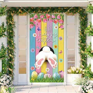 FARMNALL Easter Door CoverBunny Egg Rabbit Decor Daisy Decorations Door Banner Farmhouse Holiday Decor Pattern Easter Season Supplies for Home Office