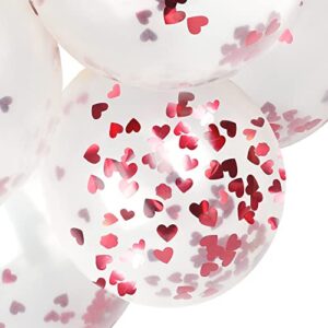 Valentines Day Balloon Garland Arch Kit, 113Pcs White Pink Red Balloons Red Heart Confetti Balloons with Red Heart Lip Mylar Foil Balloons for Valentines Day Proposal Engagement Wedding Party Decorations