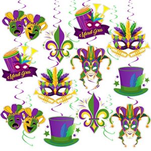 mardi gras party hanging swirls decorations,mardi gras ceiling swirls decorations colorful crown mask sign hanging decor for mardi gras masquerade new orleans party supplies