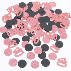 halodete 40th birthday confetti black & rose gold glitter happy birthday party confetti number circle table confetti for birthday/anniversary party decoration supplies