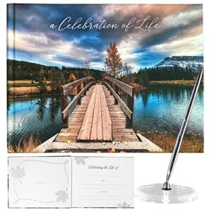 celebration of life funeral guest book, bridge funeral guestbook with pen, memorial service guest book, memorial guest book, memorial book, funeral book, signature book, funeral book guest