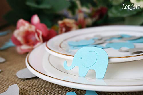 Blue Elephant Confetti Elephant Scatter Baby Shower Decoration for Boy Baby Shower Birthday Party Elephant Theme Party Supplies Gender Reveal Party Decoration (Blue+Gray) 100 Pcs