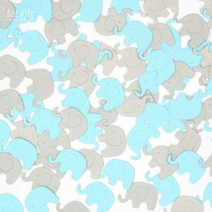 Blue Elephant Confetti Elephant Scatter Baby Shower Decoration for Boy Baby Shower Birthday Party Elephant Theme Party Supplies Gender Reveal Party Decoration (Blue+Gray) 100 Pcs