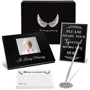 yexiya funeral guest book memorial guest book condolence celebration of life decorations 150 pcs share a memory cards signature pen memory table sign 124 pages hardcover in loving memory guest book