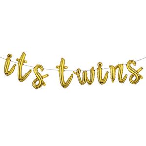 its a boy girl twins letter foil balloons children party decoration birthday party balloons inflatable balloon baby shower birthday party gender reveal party (l its twins gold)