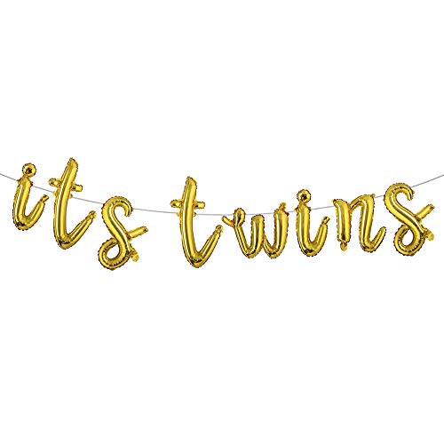 ITS A Boy Girl Twins Letter foil Balloons Children Party Decoration Birthday Party Balloons Inflatable Balloon Baby Shower Birthday Party Gender Reveal Party (L ITS Twins Gold)