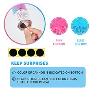 PFXNJDEQ Gender Reveal Confetti Powder Cannon, 2 Blue and 2 Pink, 12 Inch, 100% Biodegradable Powder and Confetti, Gender Reveal Decorations, Gender Reveal Party Game Ideas (Blue and Pink)