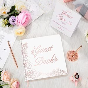 Wedding Guest Book with Pen and Table Cards, 9 x 9 Inch Guest Book Wedding Reception 50 Sheets Sign in Book Wedding Memory Book for Wedding Party Bridal or Baby Shower Guest Visitor (Classic Style)