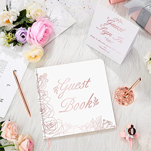 Wedding Guest Book with Pen and Table Cards, 9 x 9 Inch Guest Book Wedding Reception 50 Sheets Sign in Book Wedding Memory Book for Wedding Party Bridal or Baby Shower Guest Visitor (Classic Style)