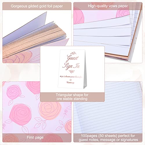 Wedding Guest Book with Pen and Table Cards, 9 x 9 Inch Guest Book Wedding Reception 50 Sheets Sign in Book Wedding Memory Book for Wedding Party Bridal or Baby Shower Guest Visitor (Classic Style)