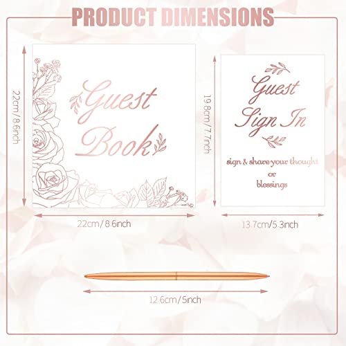 Wedding Guest Book with Pen and Table Cards, 9 x 9 Inch Guest Book Wedding Reception 50 Sheets Sign in Book Wedding Memory Book for Wedding Party Bridal or Baby Shower Guest Visitor (Classic Style)