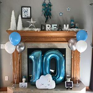 Tellpet Number 10 Balloons, 40 Inch Foil Balloons, Sapphire Blue