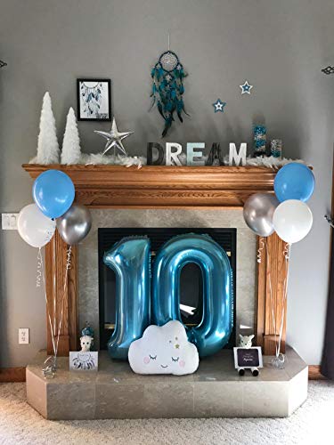 Tellpet Number 10 Balloons, 40 Inch Foil Balloons, Sapphire Blue