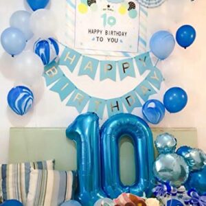 Tellpet Number 10 Balloons, 40 Inch Foil Balloons, Sapphire Blue