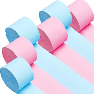we moment gender reveal party pink blue decorations streamers 6 rolls (4.5cm x 25m) crepe paper streamers baby shower，bridal shower。