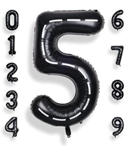 sulalaboo 40 inch black 5 balloon number large helium number balloons 0-9 giant digital 5th foil mylar big party balloon for boy or girl birthday party anniversary decorations