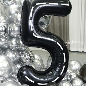 SULALABOO 40 Inch Black 5 Balloon Number Large Helium Number Balloons 0-9 Giant Digital 5th Foil Mylar Big Party Balloon for Boy or Girl Birthday Party Anniversary Decorations