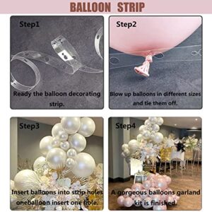 Futureferry Pearl Pink and Ivory White Balloon Garland Kit 134Pcs Double Stuffed Pearl and Metallic Champagne Gold Balloons for Baby Shower Birthday Wedding Engagements Anniversary Party Decoration