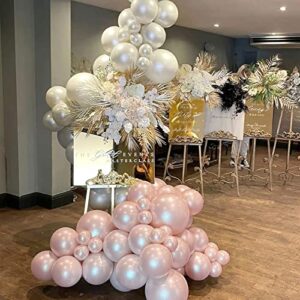 Futureferry Pearl Pink and Ivory White Balloon Garland Kit 134Pcs Double Stuffed Pearl and Metallic Champagne Gold Balloons for Baby Shower Birthday Wedding Engagements Anniversary Party Decoration
