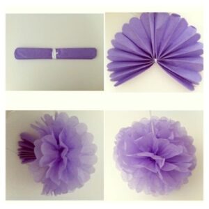 16pcs Tissue Paper Flowers Ball Pom Poms Mixed Paper Lanterns Craft Kit for Lavender Purple Themed Birthday Party Decor Baby Shower Decor Bridal Shower Decor Wedding Party Decorations