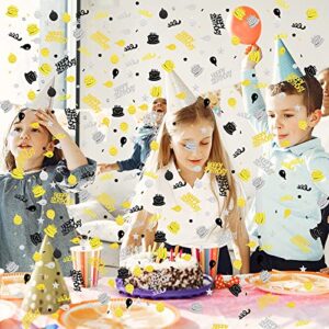 3000 Pieces Happy Birthday Confetti Glitter Confetti Birthday Cake Confetti Table Scatter Confetti Black Gold and Silver Party Decorations Supplies for Birthday Party, Baby Shower