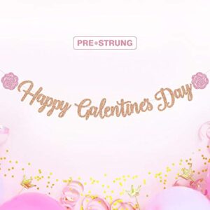 happy galentine’s day banner rose gold glitter pink rose party decorations be my galentine theme ideas valentine’s favors girls gathering photo booth props ladies celebration brunch backdrop supplies