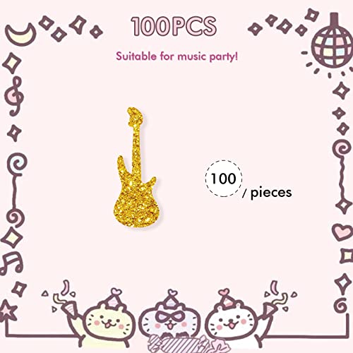 Set of 100 Guitar Confetti, Gold Glitter Guitar Birthday Confetti, Music Themed Party Confetti, Guitar Smash Cake Decor, Happy Birthday Party Decor