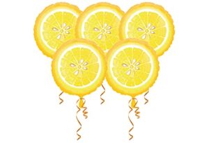 set of 5 lemon 18″ foil party balloons
