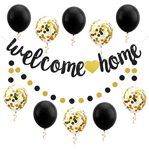 12Pcs Welcome Home Banner Balloon Decoration Kit, Welcome Back Family Party Sign Decor, Military Deployment Homecoming Return Party Supplies