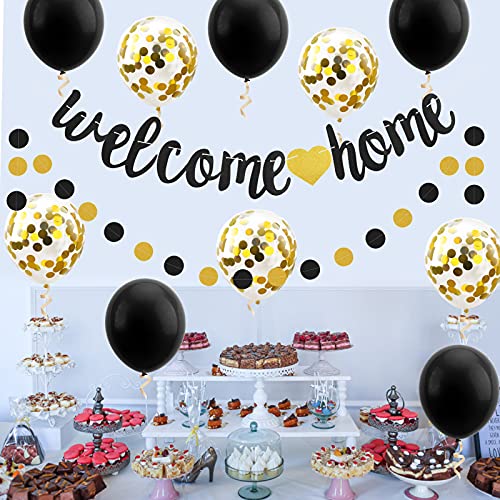 12Pcs Welcome Home Banner Balloon Decoration Kit, Welcome Back Family Party Sign Decor, Military Deployment Homecoming Return Party Supplies