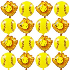 16 pieces softball mylar party balloons 18 inch ball 20 inch glove foil balloons sports theme softball party favors softball decorations softball birthday party supplies for athletic gifts photo props