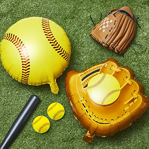 16 Pieces Softball Mylar Party Balloons 18 Inch Ball 20 Inch Glove Foil Balloons Sports Theme Softball Party Favors Softball Decorations Softball Birthday Party Supplies for Athletic Gifts Photo Props