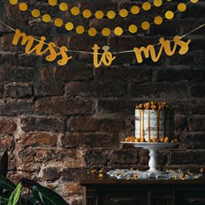 Miss to Mrs Banner, Garland & Confetti Set - Bachelorette, Engagement or Wedding Party Decorations - Sparkly Rose Gold Banner, Circle Garland & Super Fun Diamond Ring & Circle Confetti (Gold)