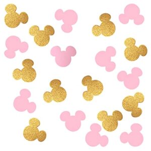 100 pcs minnie confetti,pink and gold mouse confetti,minnie birthday,first birthday party decoration,baby shower decoration