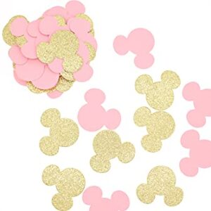 100 pcs Minnie Confetti,Pink And Gold Mouse confetti,Minnie Birthday,First Birthday Party Decoration,Baby Shower Decoration