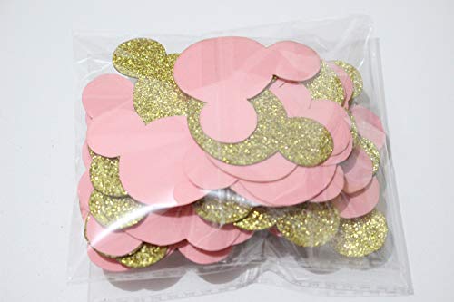 100 pcs Minnie Confetti,Pink And Gold Mouse confetti,Minnie Birthday,First Birthday Party Decoration,Baby Shower Decoration