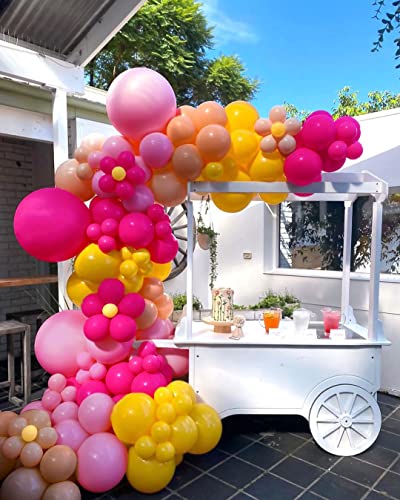 Hot Pink Yellow Balloons Garland Kit - Mustard Yellow Pink Balloon Latex Pastel Balloons Arch For Baby Shower Princess Bridal Shower Birthday Party Decorations