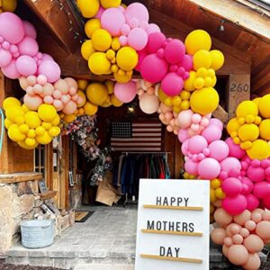 Hot Pink Yellow Balloons Garland Kit - Mustard Yellow Pink Balloon Latex Pastel Balloons Arch For Baby Shower Princess Bridal Shower Birthday Party Decorations