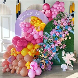 Hot Pink Yellow Balloons Garland Kit - Mustard Yellow Pink Balloon Latex Pastel Balloons Arch For Baby Shower Princess Bridal Shower Birthday Party Decorations