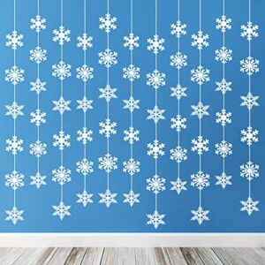 tuparka 12 strings snowflake hanging decorations frozen birthday party supplies winter wonderland party decorations white christmas snowflake decorations snowflake garland hanging decorations