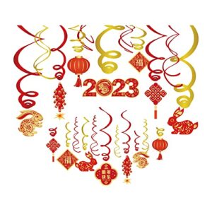 chinese new year 2023,anor wishlife chinese red lanterns,chinese knot hanging swirl decorations,year of the rabbit festival decorations for party,together,celling,home,office,bedroom(30ct)