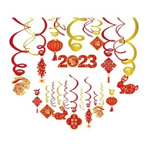 Chinese New Year 2023,Anor Wishlife Chinese Red Lanterns,Chinese Knot Hanging Swirl Decorations,Year of The Rabbit Festival Decorations for Party,Together,Celling,Home,Office,Bedroom(30Ct)